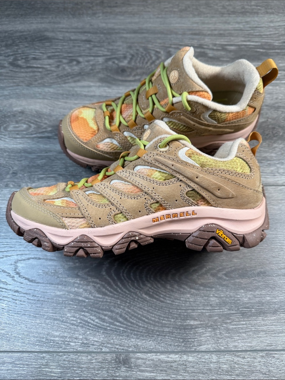 Merrell Women's Olive Green and Peach Trail Sneakers 7.5 NO BOX